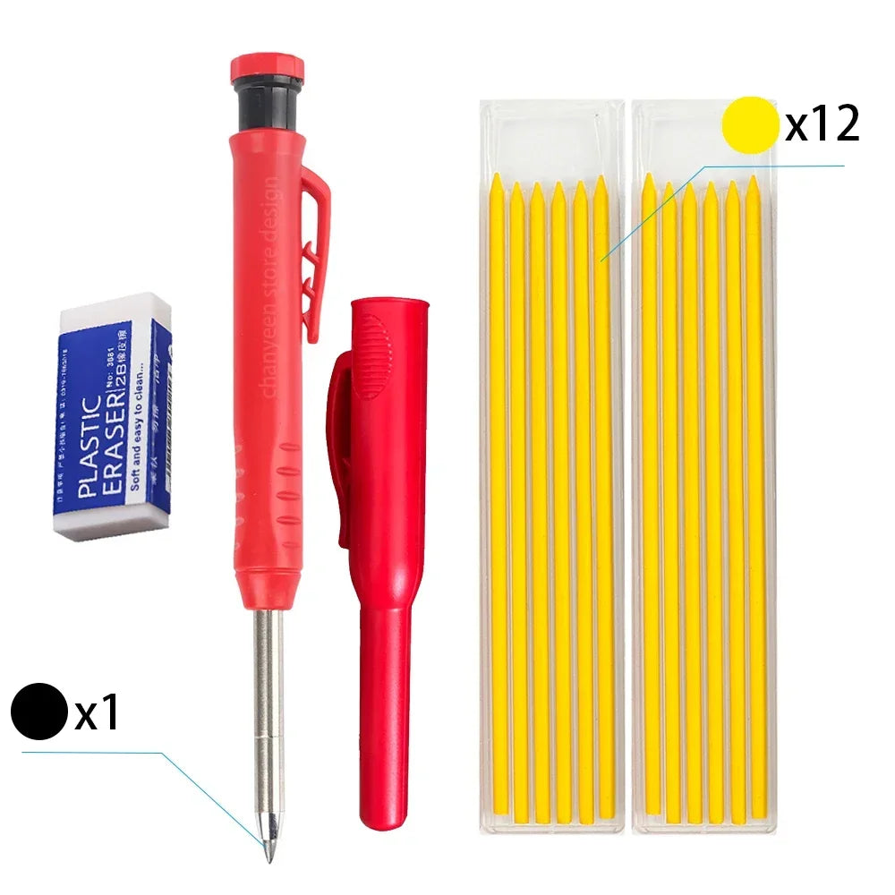 3-Color Carpenter Pencil Set with Sharpener & Refills - image 30