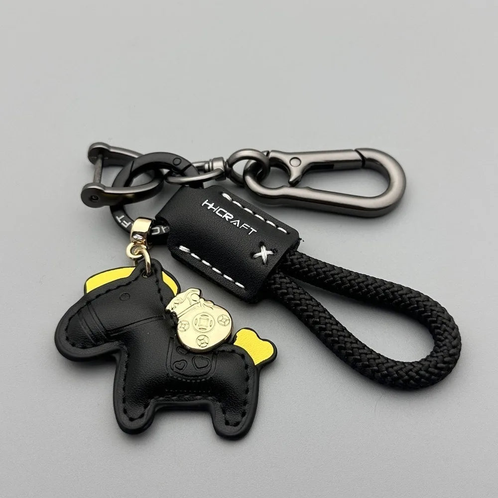 1PC Genuine Leather Car Keychain Minimalist Key Holder with Premium Strap Durable Key Ring for Men Women Couple Gift