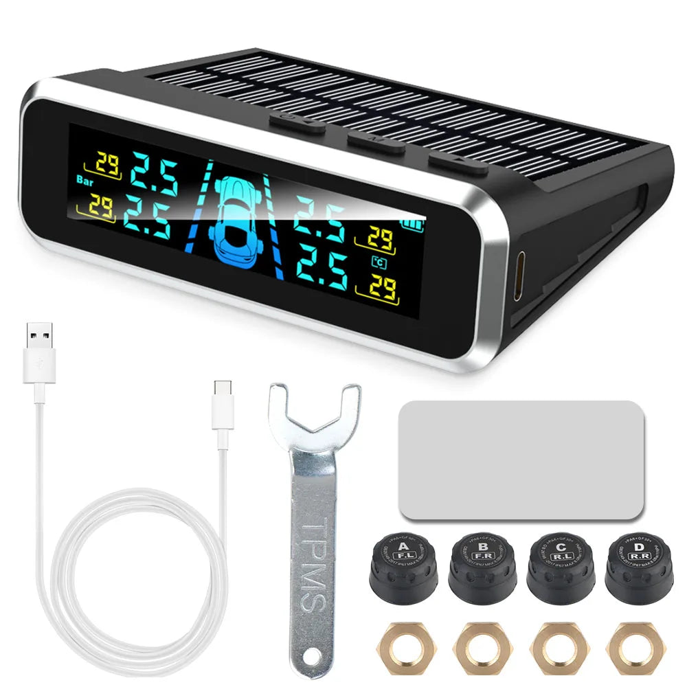 Solar Tire Pressure Monitoring System with External TPMS Sensors