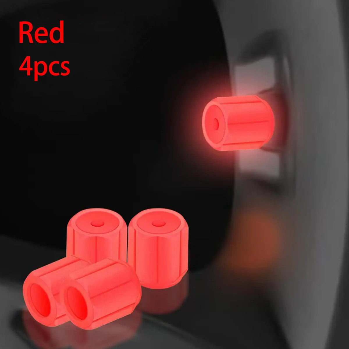 Glow in the Dark Tire Valve Stem Caps, Set of 4