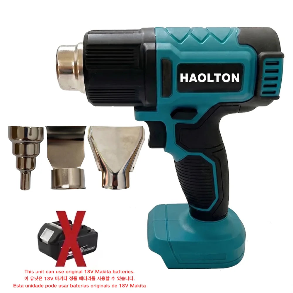 Cordless Industrial Handheld Electric Heat Gun, Adjustable Temperature, 18V Battery Compatible