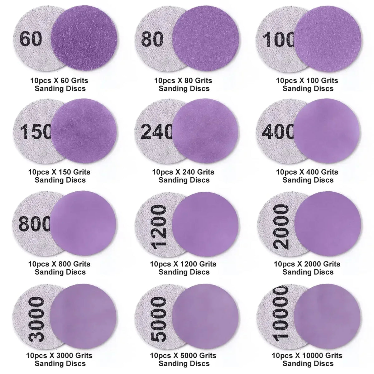 Sanding Discs 1 Inch 120 PCS Wet/Dry Sandpaper Hook and Loop 60-10000 Grits Polishing Pad, Compatible with Rotary Tools
