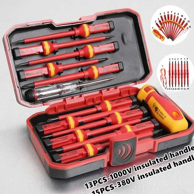 15Pcs 1000V Insulated Screwdriver Set Electrician Kit Magnetic Bits