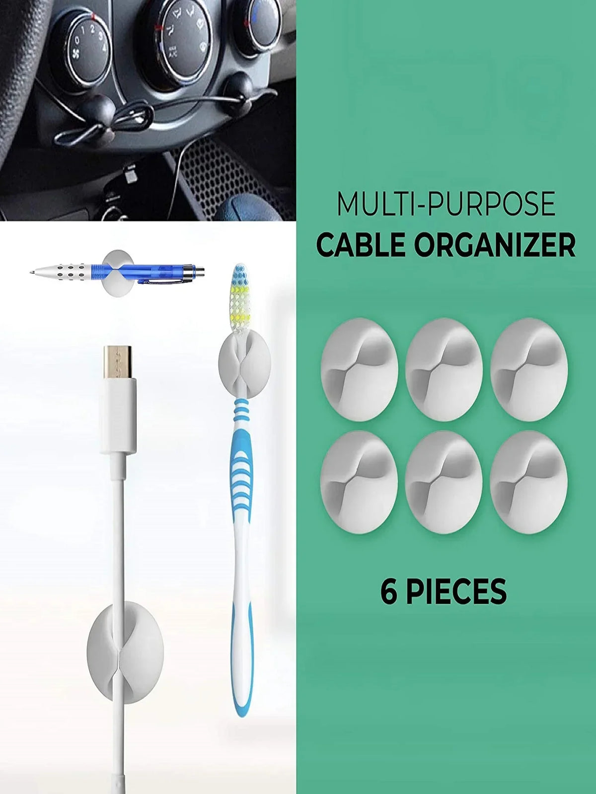6-Piece Desk Cable Winder Organizer Clips