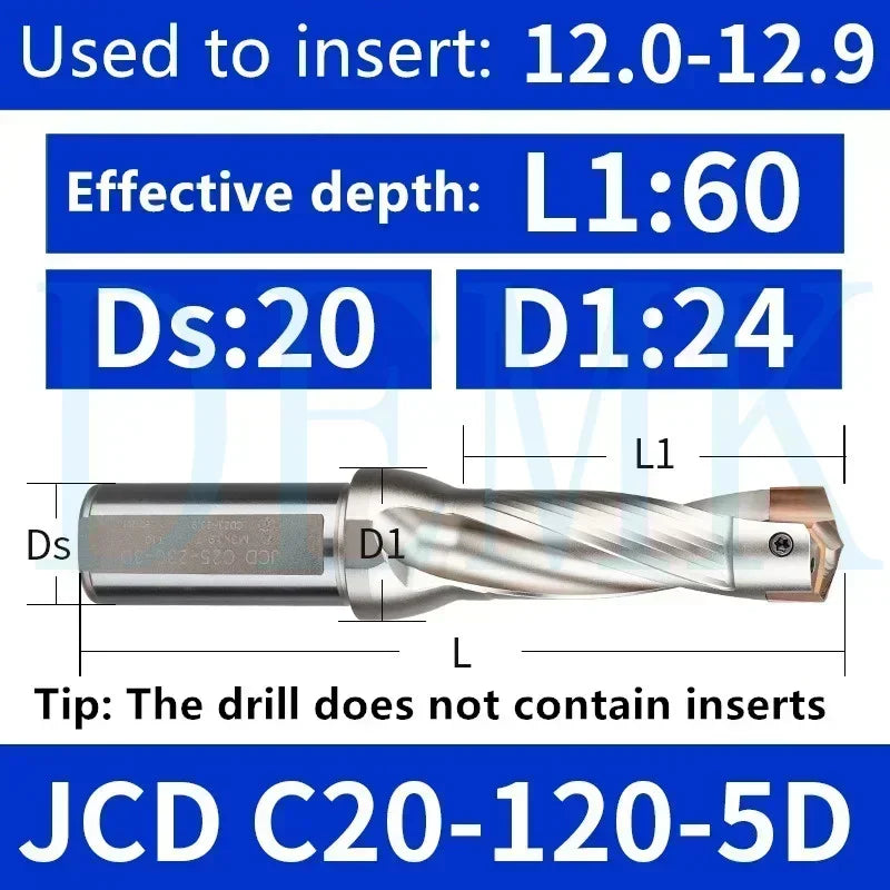 Indexable U Drill with Internal Cooling, 3D-10D, 10-25mm Diameter