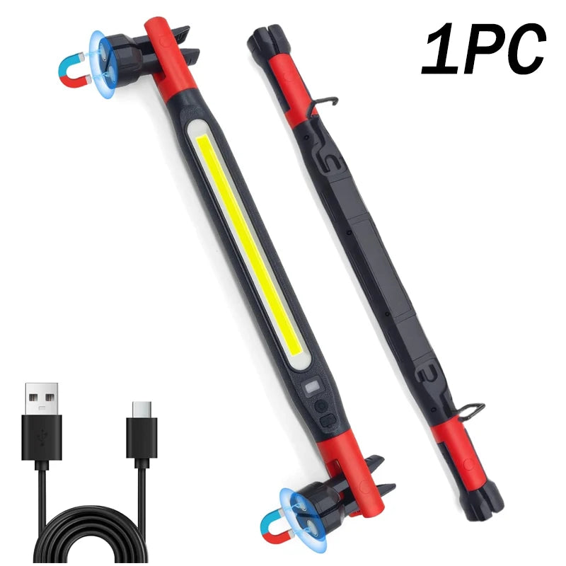 Rechargeable LED Magnetic Work Light with Hooks and Rotating Magnetic Base