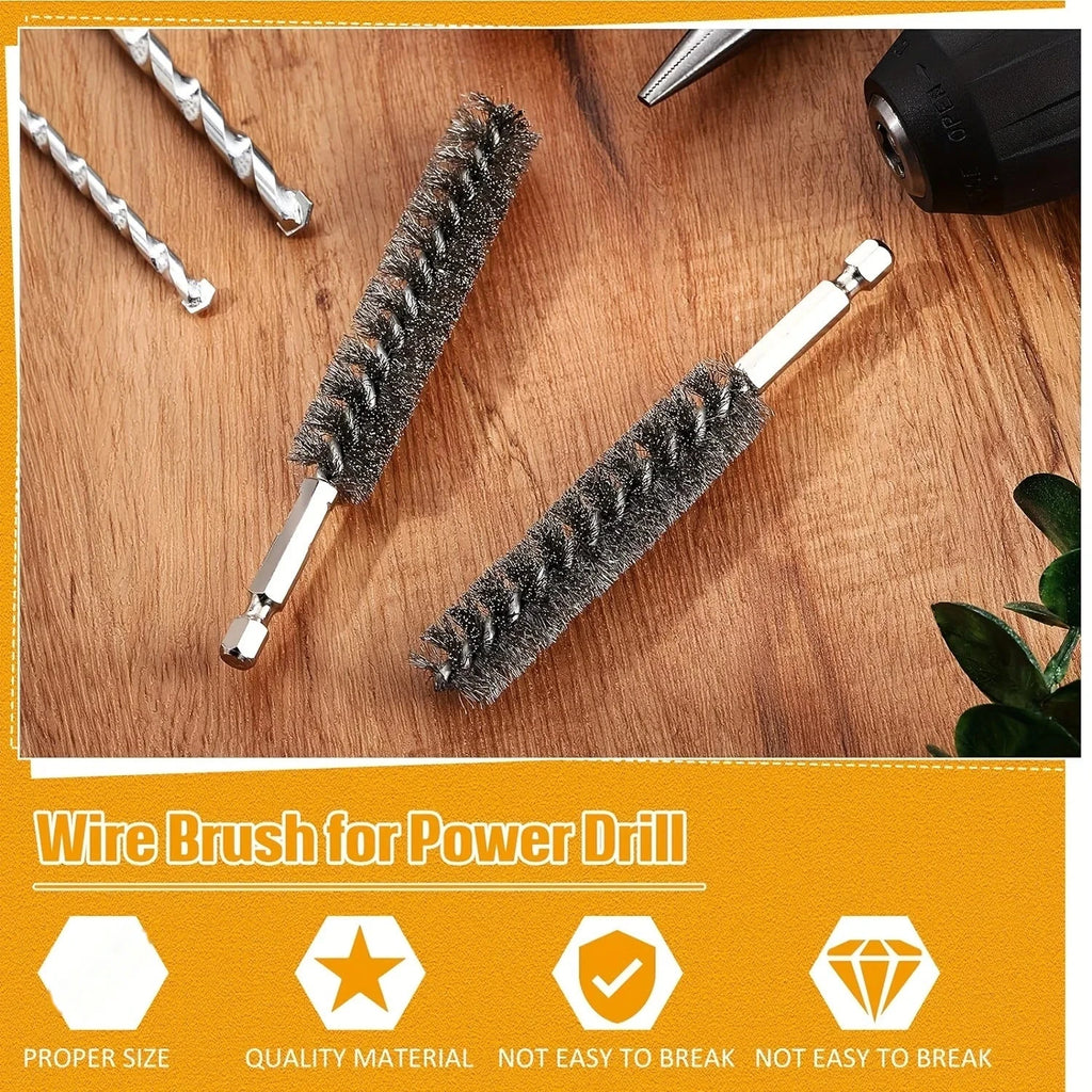 5-Piece Hex Shank Steel Wire Brushes for Drill