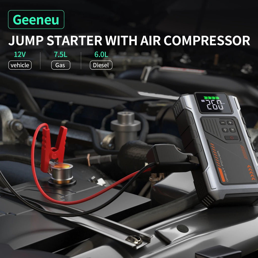 3000A Portable Car Jump Starter & Tire Inflator with LED Light - image 2