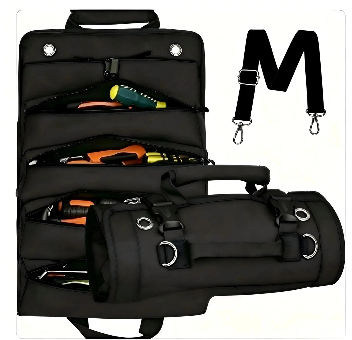 Tool Bag Organizer - Small Tool Bag With Detachable Pouches, Heavy Duty Roll Up Tool Bag Organizer With 6 Tool Pouches