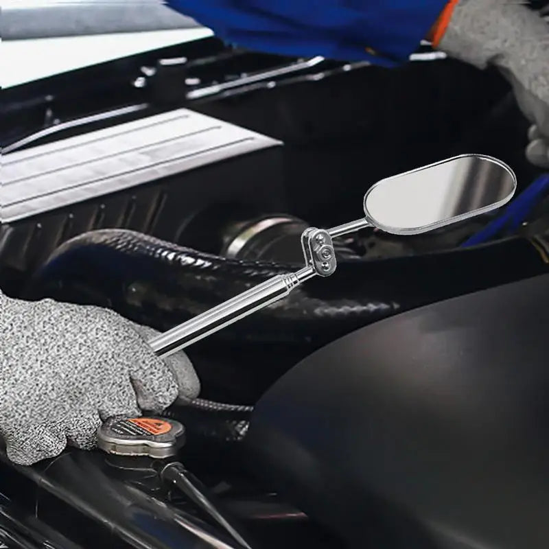 Automobile Repair Inspection Mirror Telescopic Mirror 360-Degree Rotating with LED Light Folding Elliptical Retractable Mirror