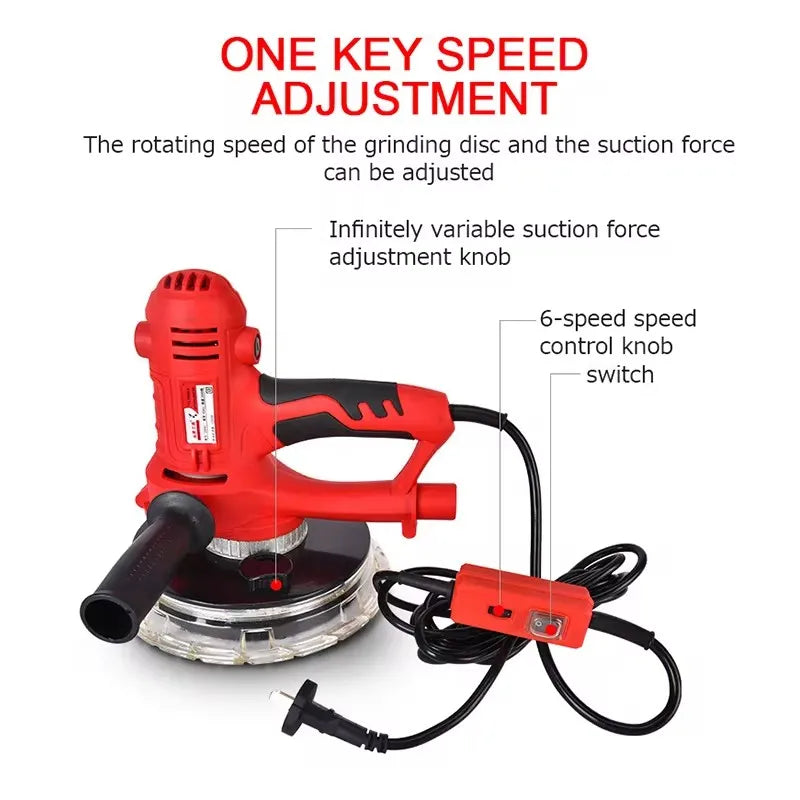 Electric Drywall Sander 1250W Wall Grinder Dustless Wall Sanding Machine Wall Putty Sander Self-absorbing Wall Polishing Machine