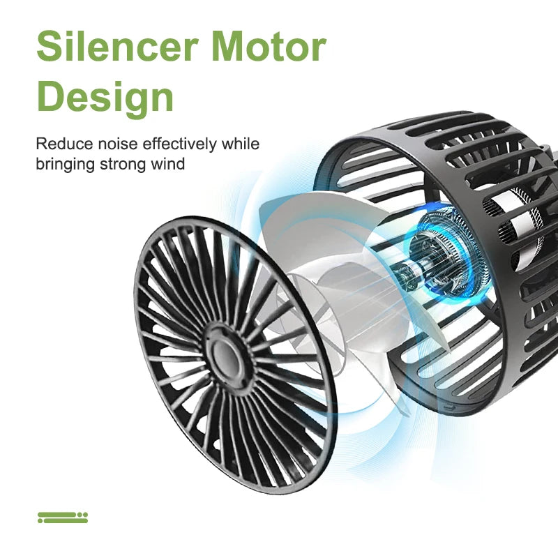 Dual Head Car Seat Back Cooling Fan, USB, 3-Speed, 360° Rotation
