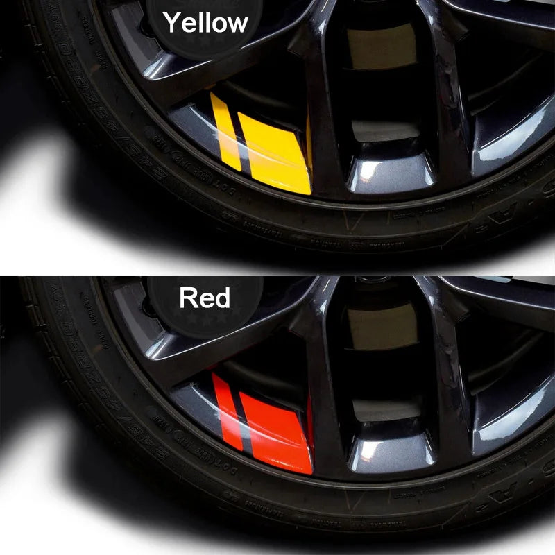 6Pcs Car Wheel Hub Reflective Sticker Auto Wheel Rim Decals Stripe Warning Stickers Automotive Tire Decorative Accessories