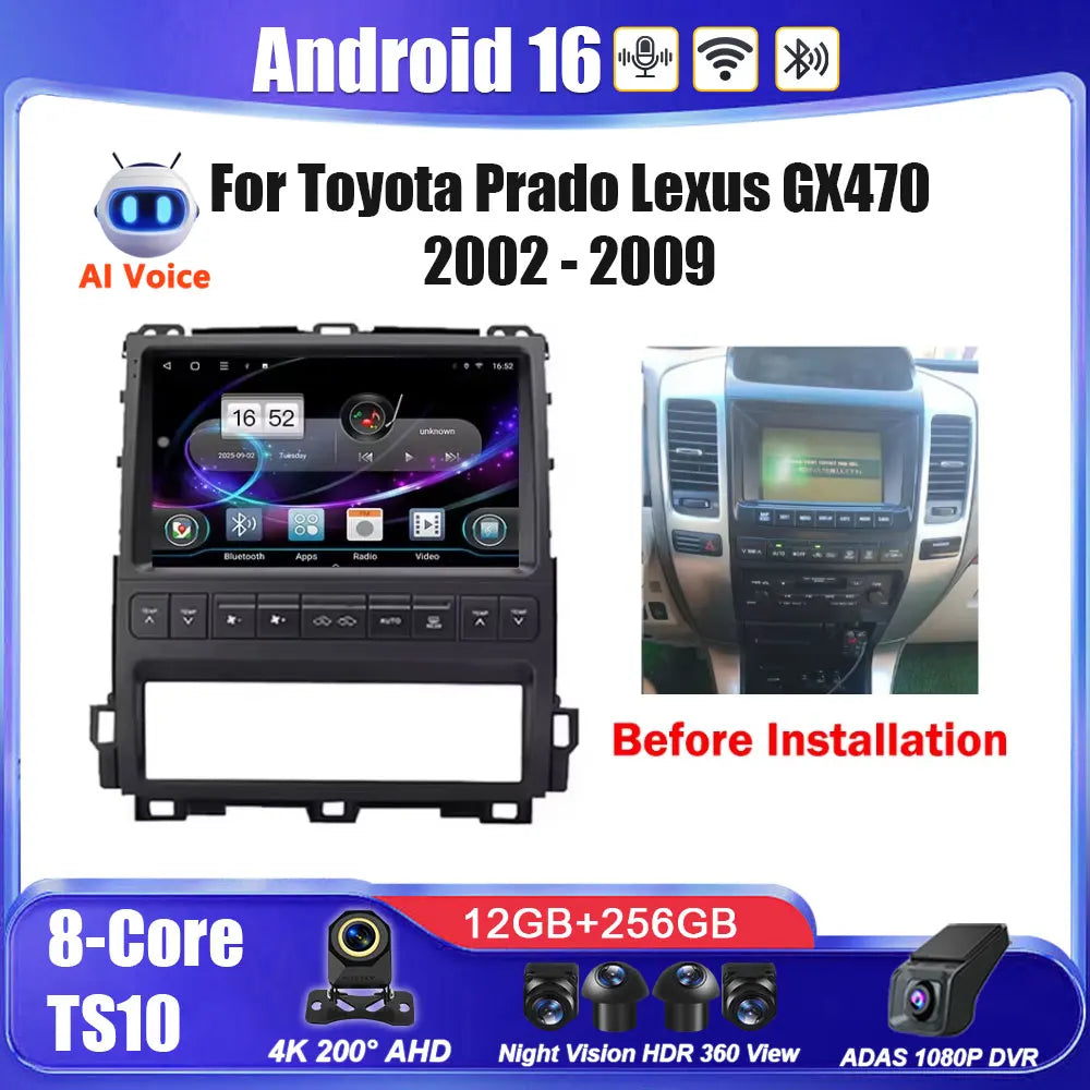 Android Car GPS Navigation 9/10" for Toyota Prado Lexus GX470
