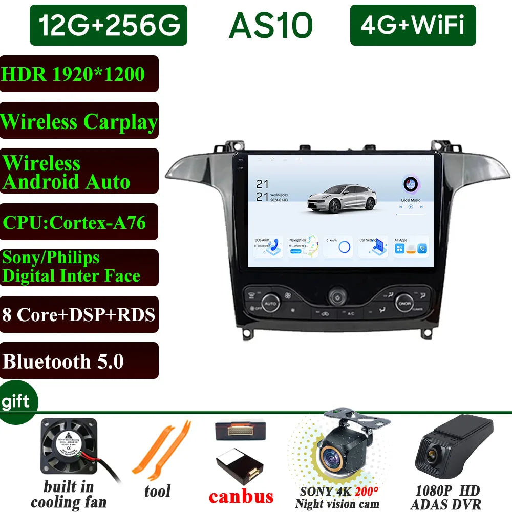 Ford S-Max Galaxy 2006-2015 9 Inch CarPlay Android Auto Player - image 17