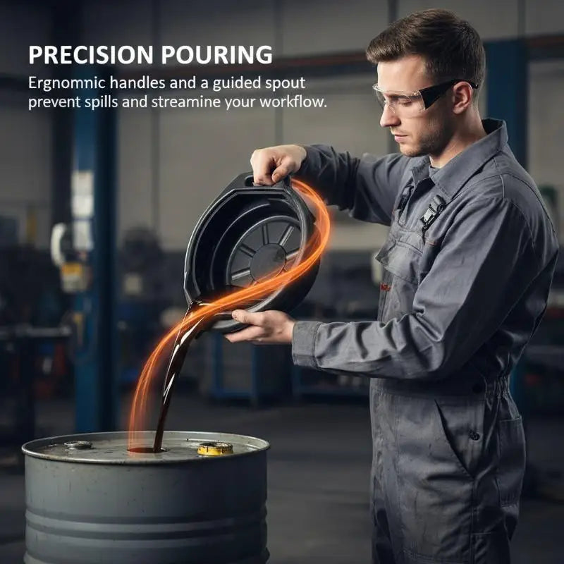 10L 15L Oil Drain Pan Oil Collector Leakproof Waste Engine Oil Drip Tray with Carrying Handles for Professional Mechanic