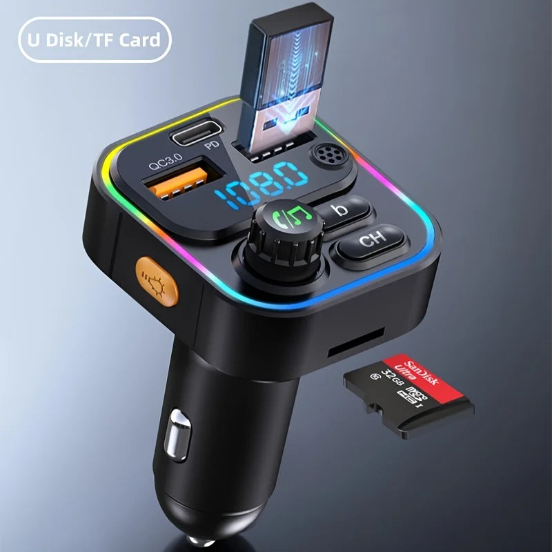 Bluetooth 5.3 FM Transmitter with PD 20W and QC3.0 Car Charger