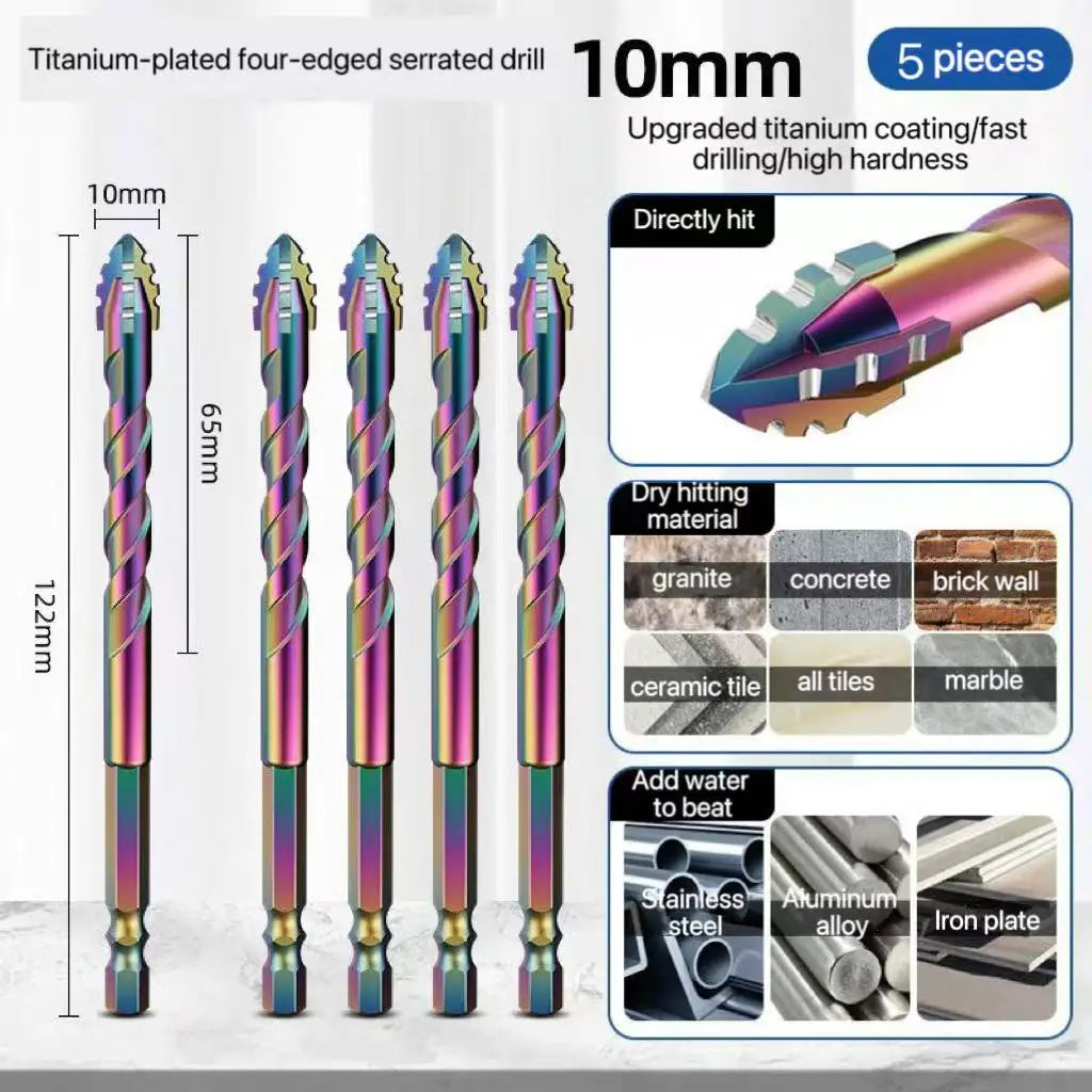 3-12mm Four-Edge Serrated Drill Bit Set for Glass, Tile, Concrete & Metal