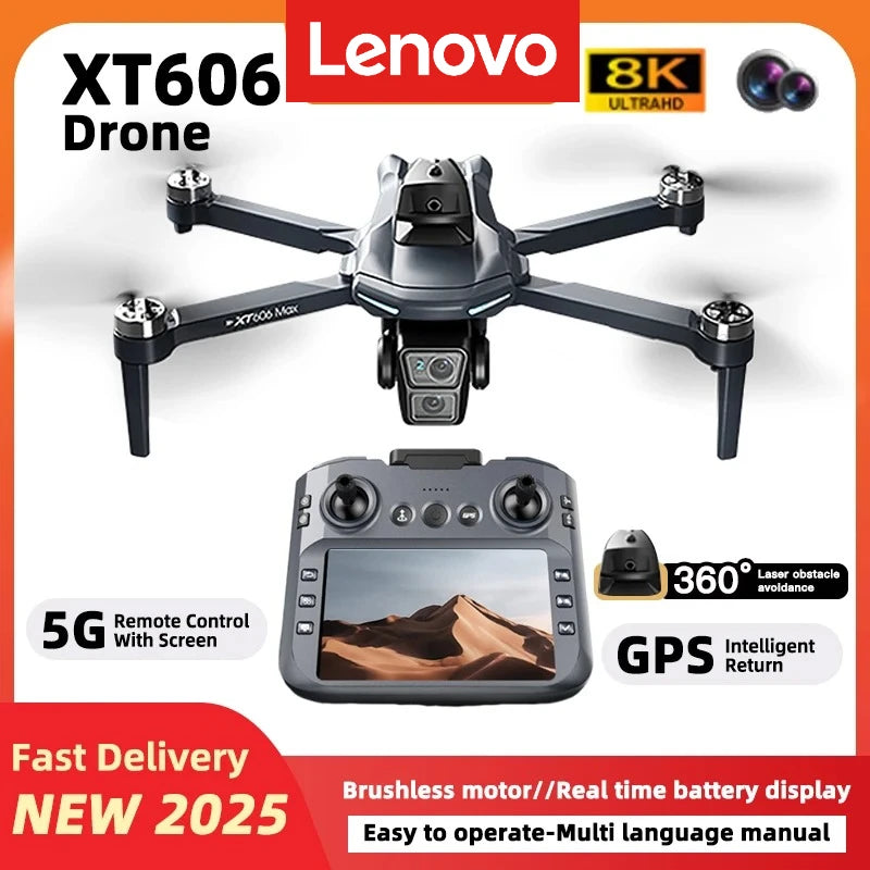 Lenovo XT606 4K GPS Drone Dual Camera 3-Axis Gimbal Brushless
