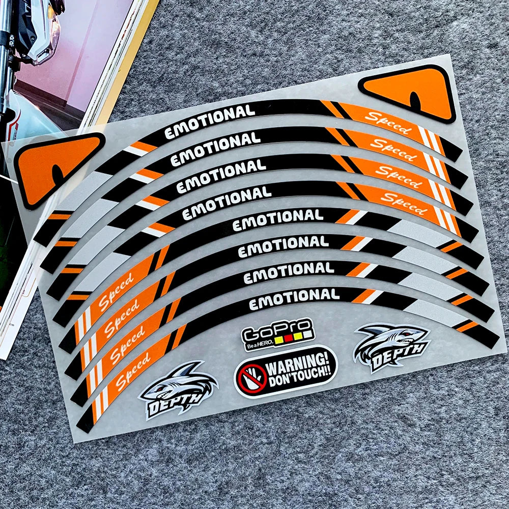 8pc Reflective Wheel Rim Tape Decals for 10in to 14in Wheels - view 9