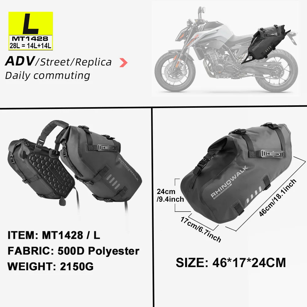 Rhinowalk Waterproof Motorcycle Pannier Bags 18-48L, Pair - image 33