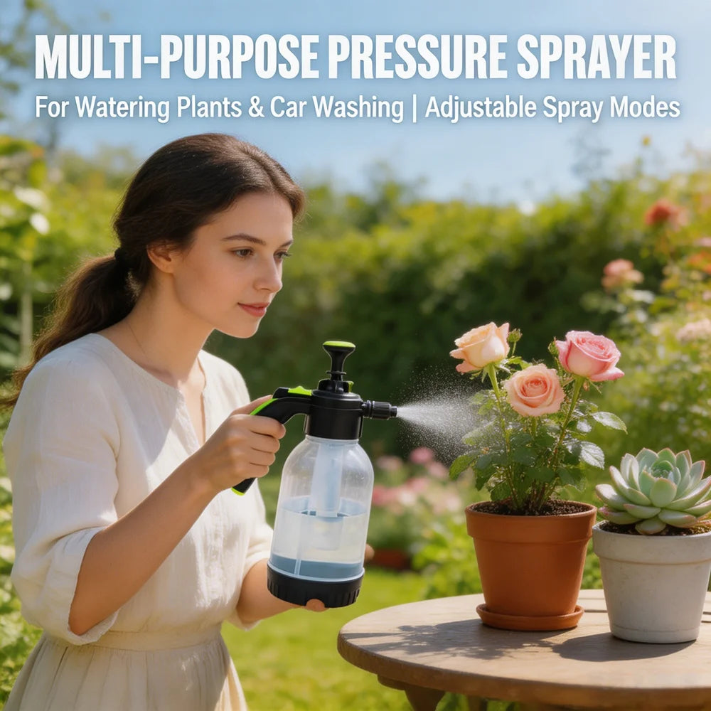 2L hand pump foam sprayer, pneumatic car wash bottle with dual nozzle