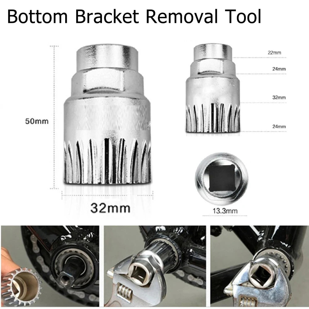Bicycle Repair Tool Kit Bicycle Crank Remover Tool Bottom Bracket Removal Tool Freewheel Remover Tool Cycling Repair Accessories
