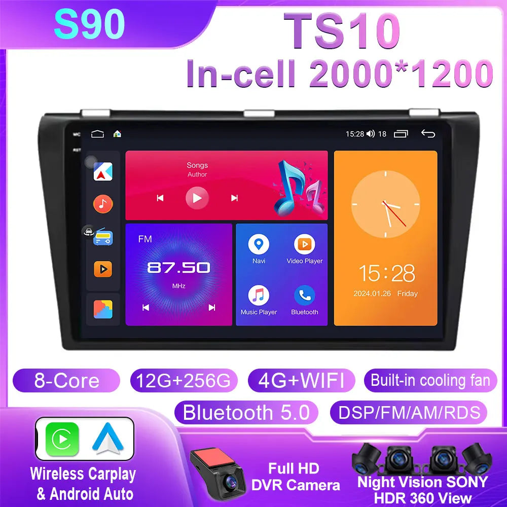 Mazda 3 2004-2009 Wireless CarPlay 9-Inch Multimedia Player - image 17