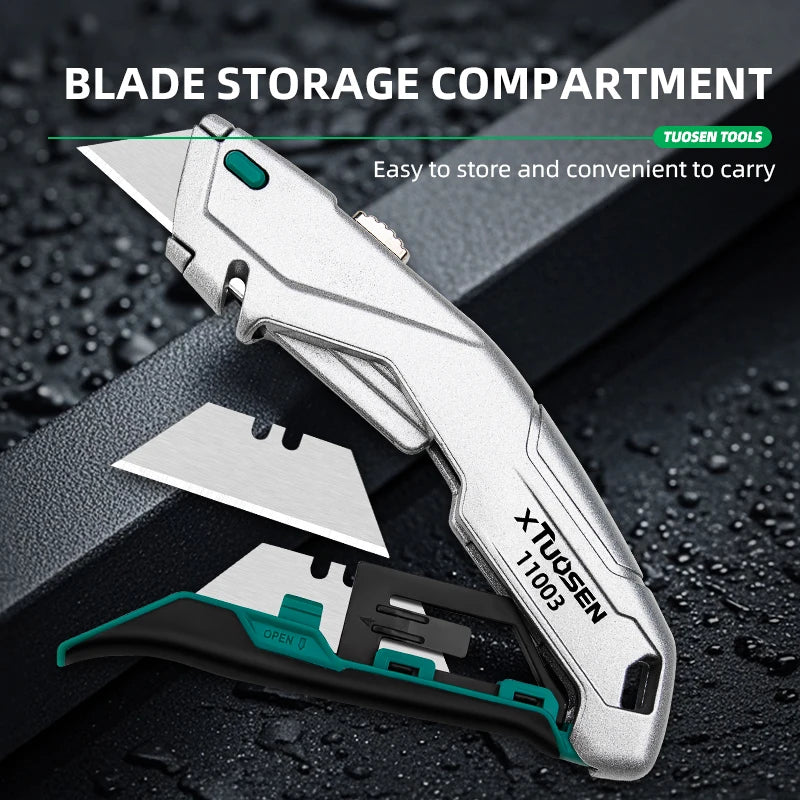 Aluminum Alloy Multifunctional Utility Knife Heavy Duty Box Cutter with Stainless Steel Blade for DIY ，Office