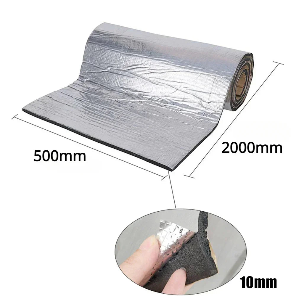Car noise deadening mat, closed cell foam hood and panel insulation sheet