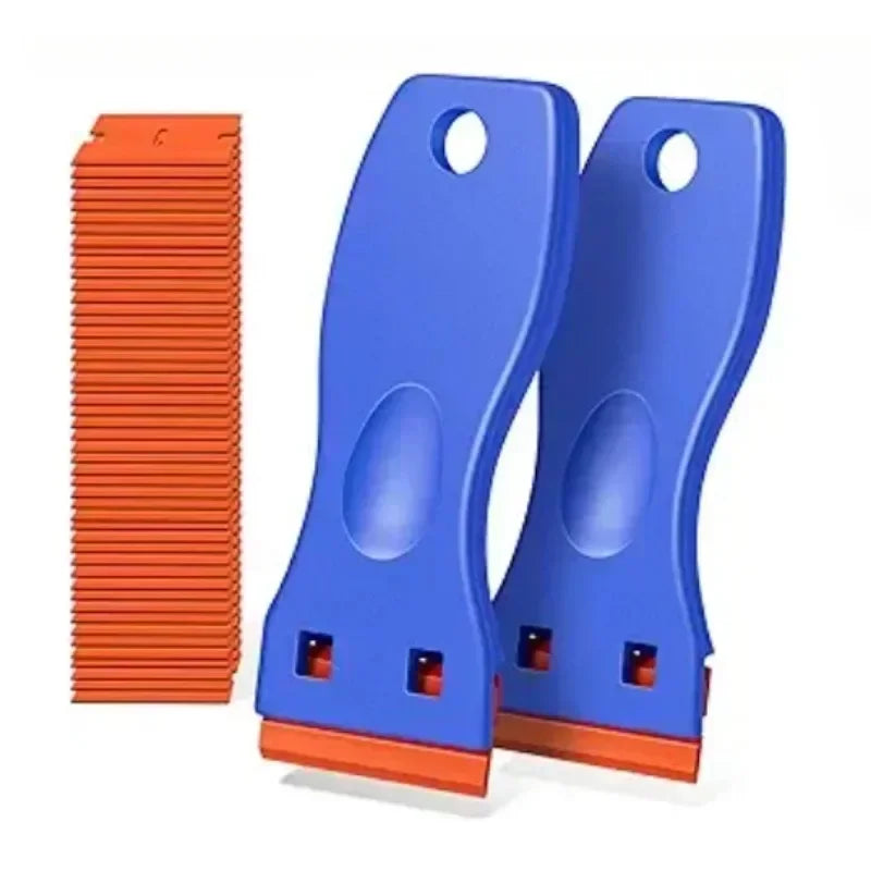 1Set Car Window Glass Clean Scraper Car Sticker Remover Plastic Razor Blade Label Clean Razor Glue Remover Cleaning Tools