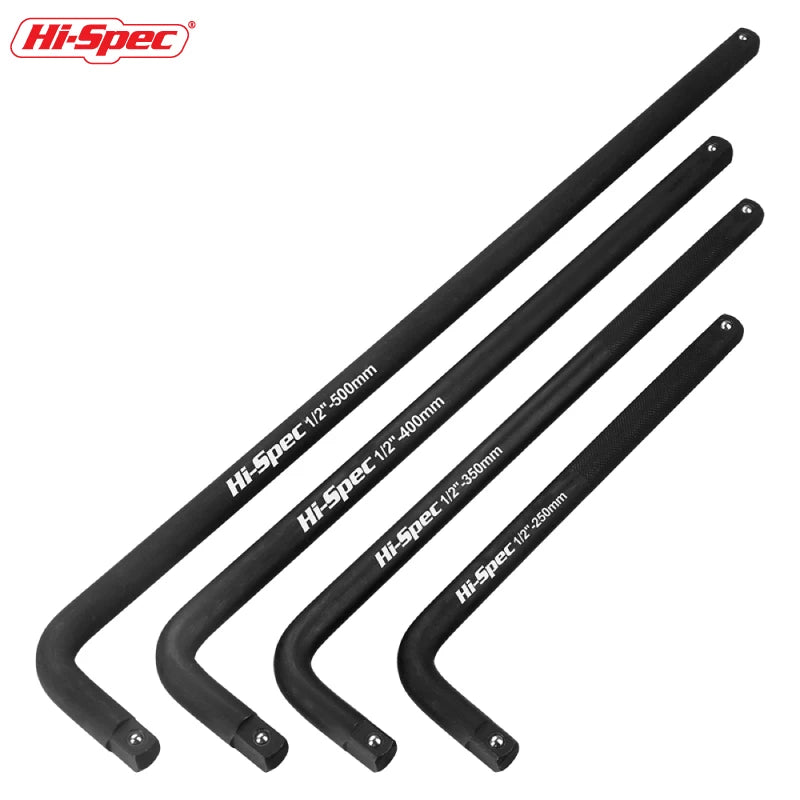 Hi-Spec 1/2 In Extra Long L Bar Breaker Bar Socket Wrench Handle CR-V Steel Anti Rust 250—500mm for Auto Repair Garage Hand Tool