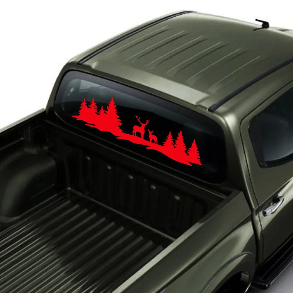 Hunting Deer and Trees Tailgate Decal for Trucks and SUVs
