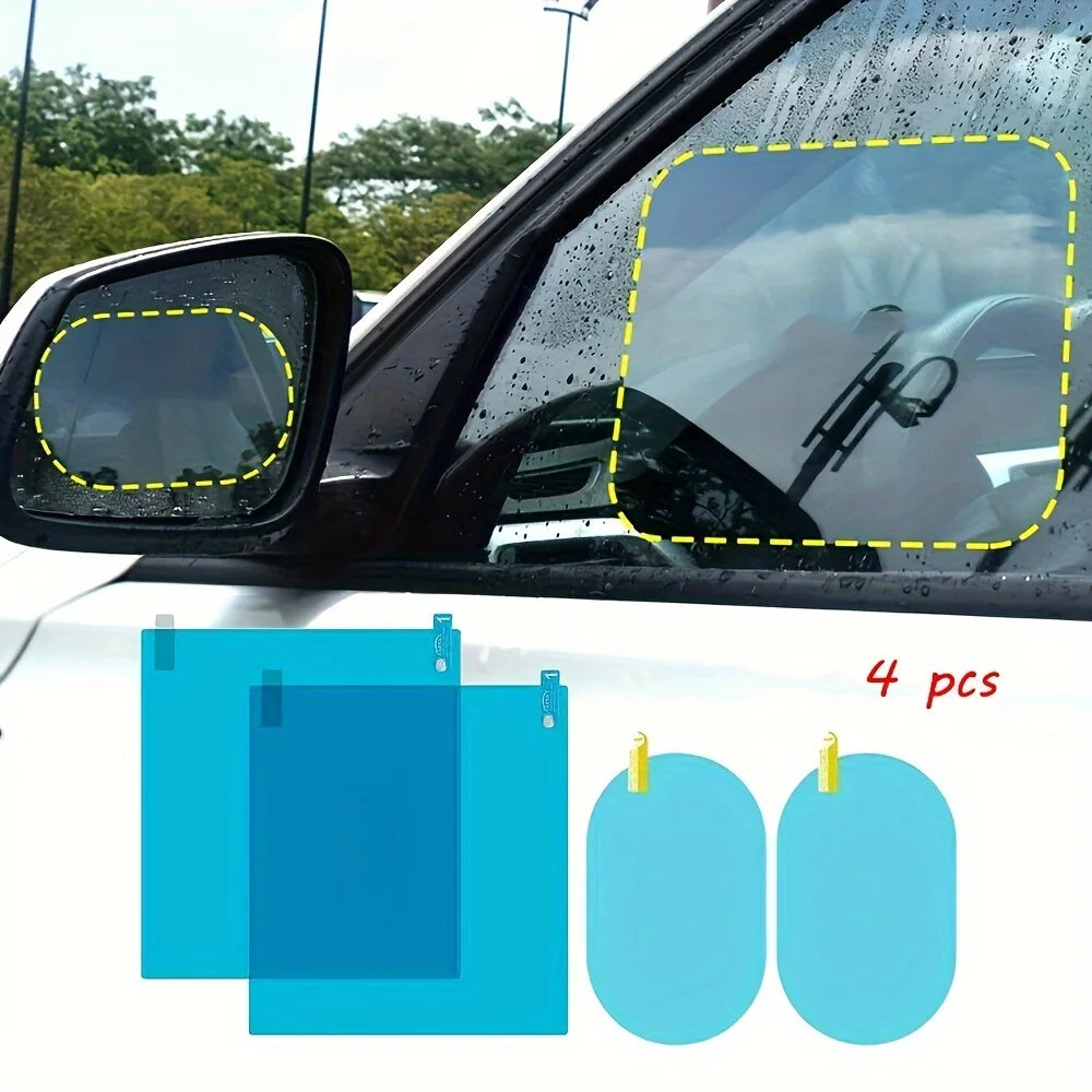 Anti-Fog Rainproof Mirror Film for Car Side Mirrors & Windows, 4 Pcs