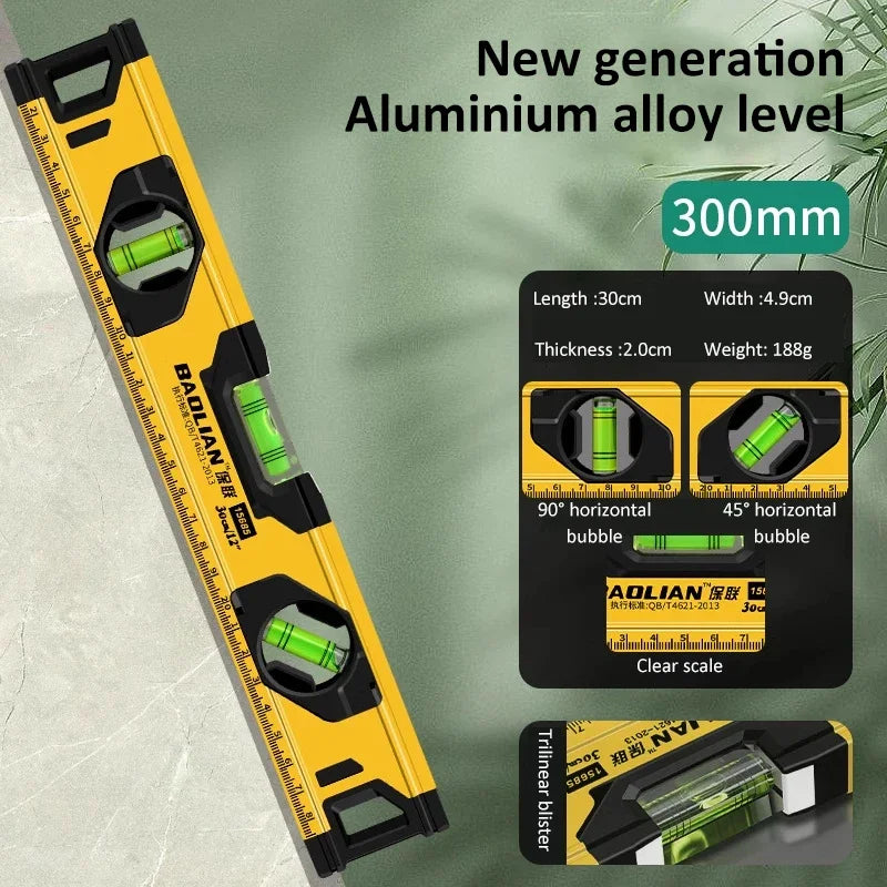 Aluminum Alloy Magnetic Spirit Level with 180/90/45-Degree Bubbles