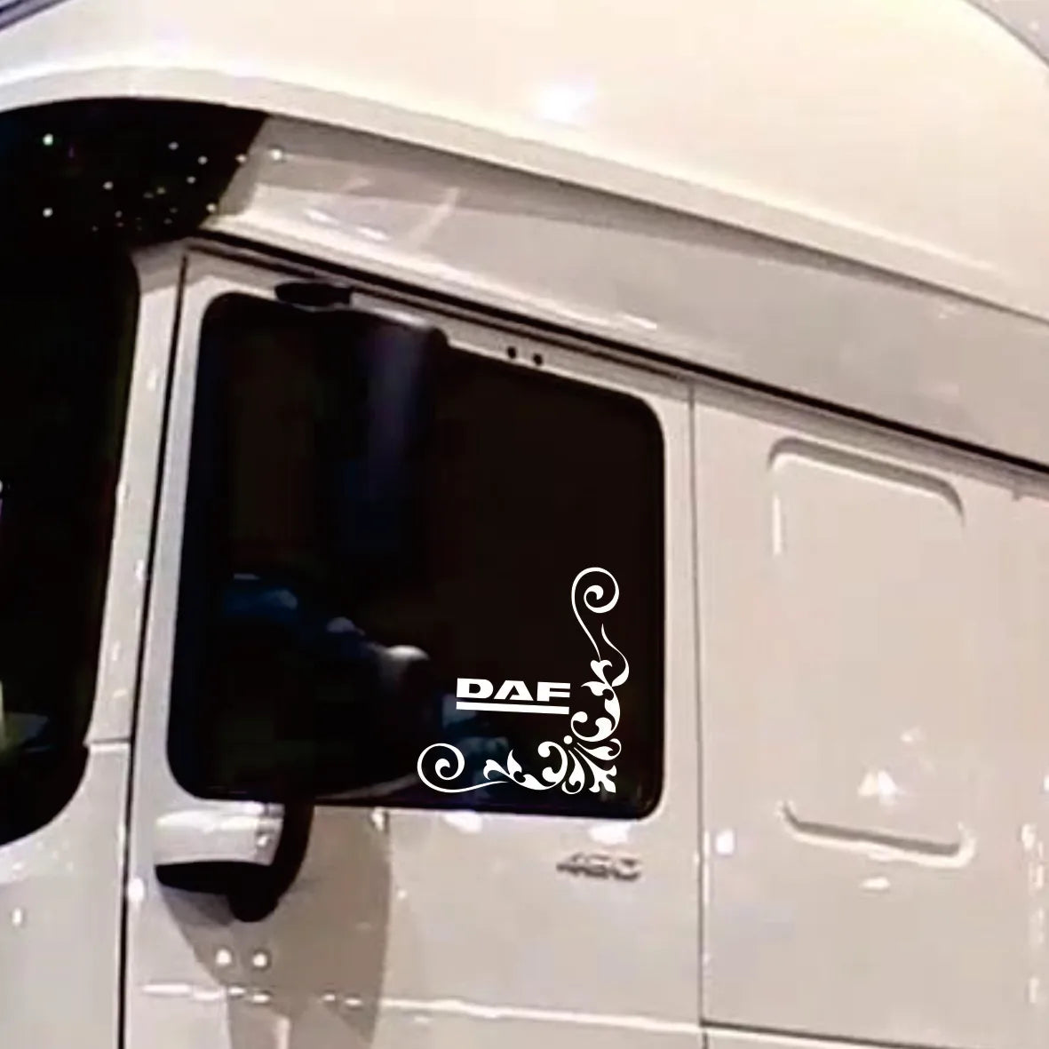 2pc Calligraphy Corner Window Graphics for DAF Lorry Cabs - view 2