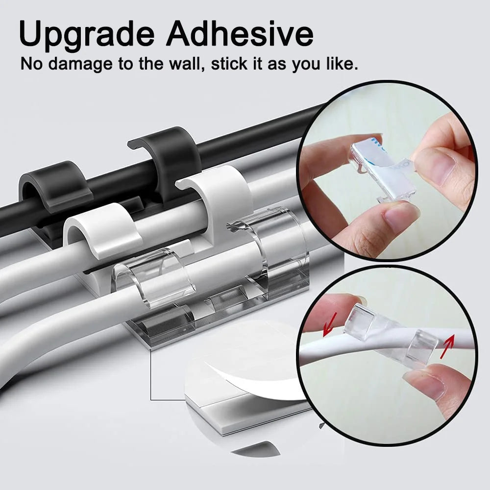 Adhesive Drop Wire Cable Clips – Cord Management Clamp