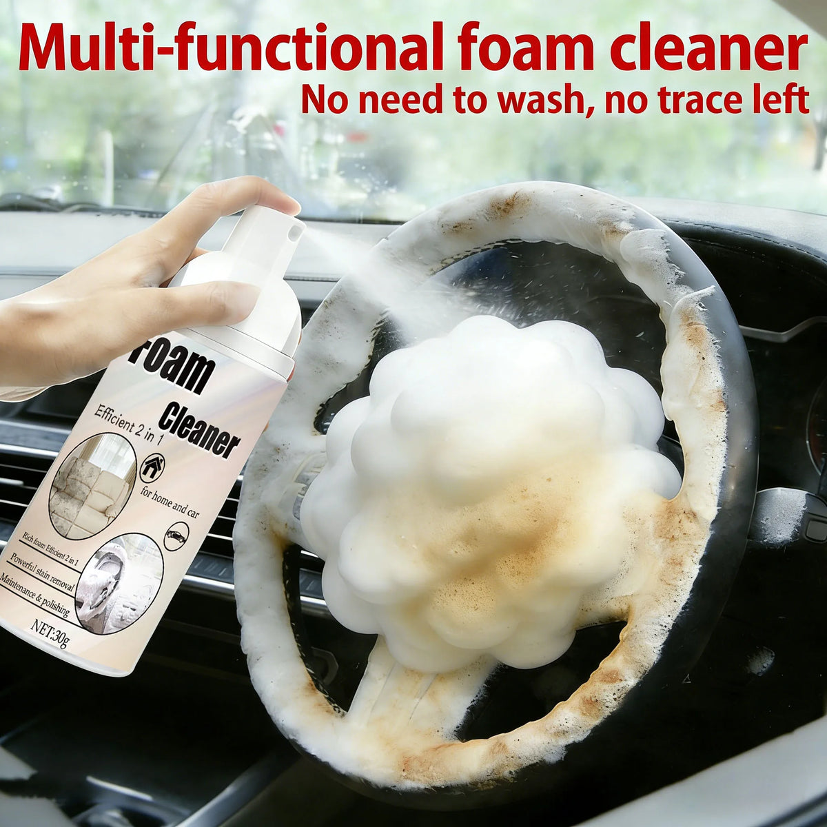 Multi-Surface Foam Cleaner for Car & Home Stain Removal