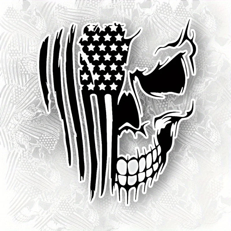 American Flag Skull PVC Reflective Sticker for Car Hood and Truck