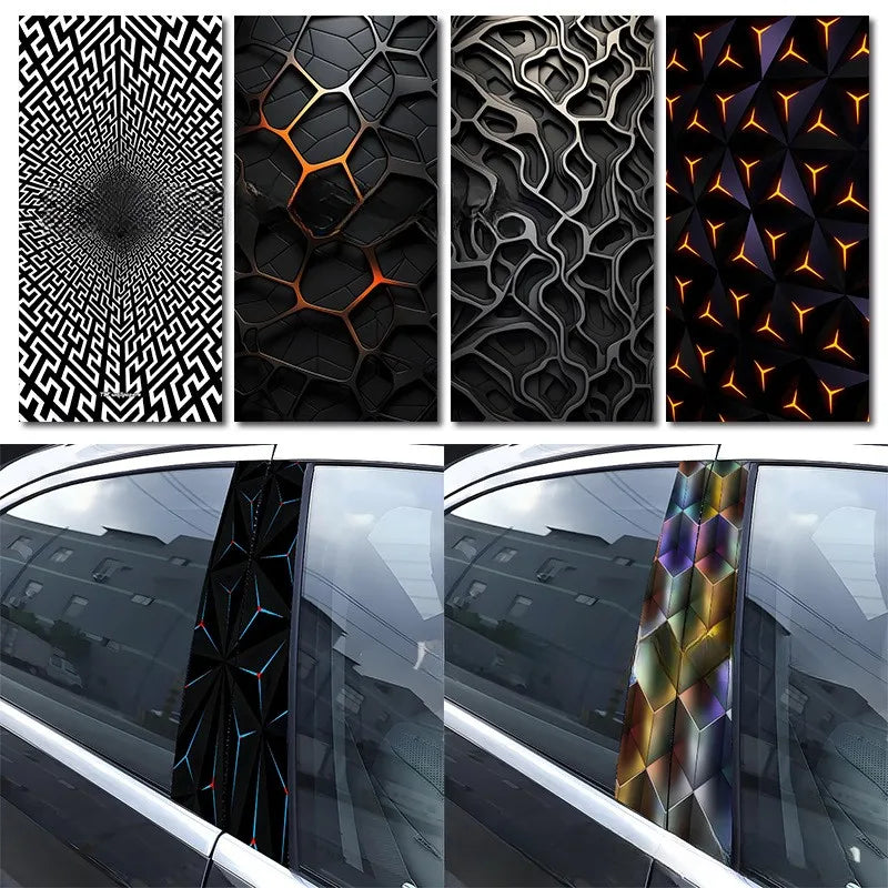 Geometric Honeycomb Pattern B-Pillar Sticker Pair for Cars