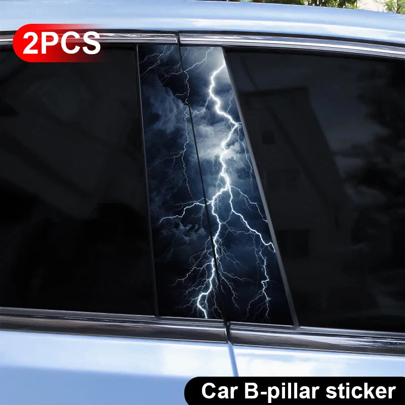 2pc Lightning B-Pillar Car Decals, Scratch Cover Vinyl Stickers