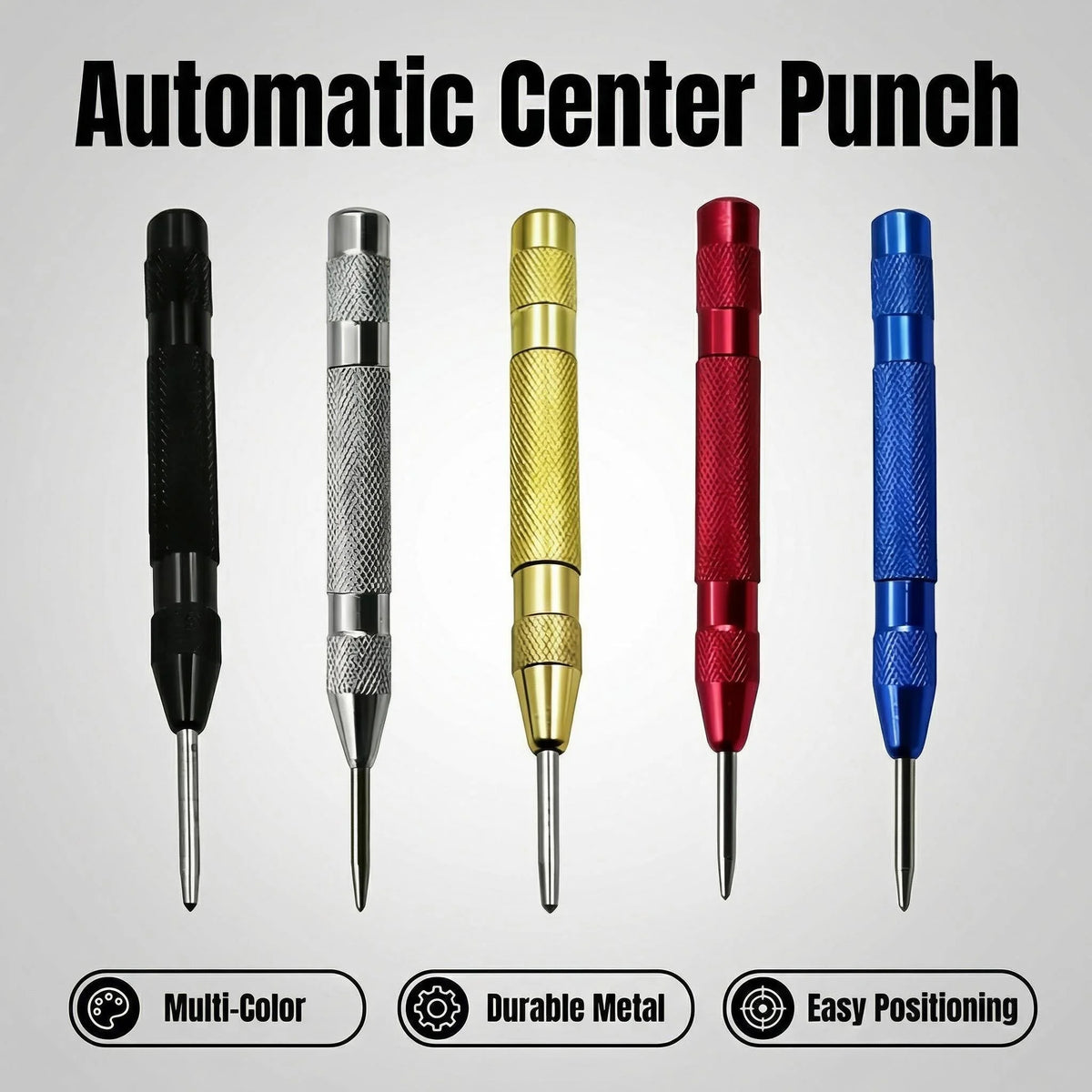 Automatic Center Punch Tool - Spring Loaded for Wood & Metal Marking
