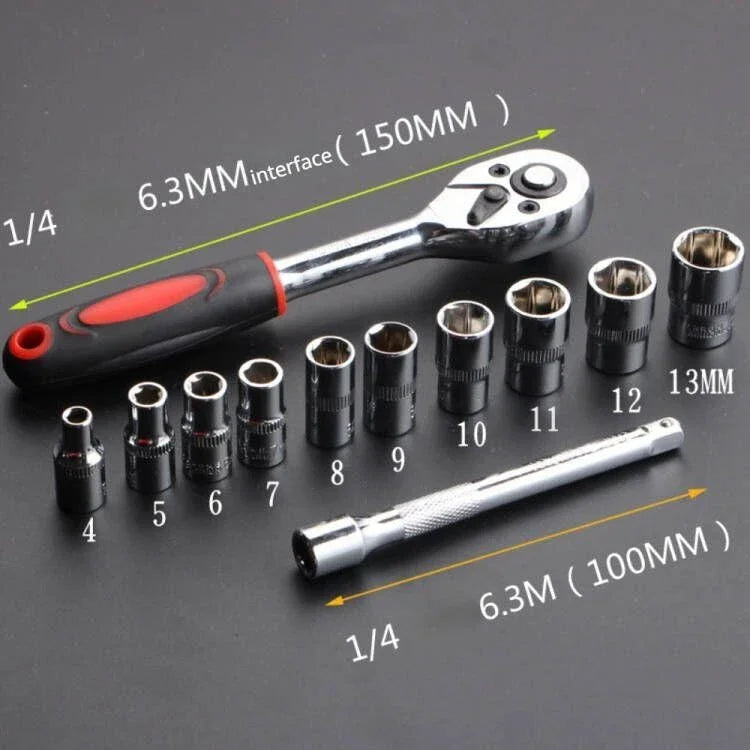 12 Pcs Wrench Socket Set Repair Tool Kit Universal for Motorcycle Bicycle Car Boat Auto Hardware Tools