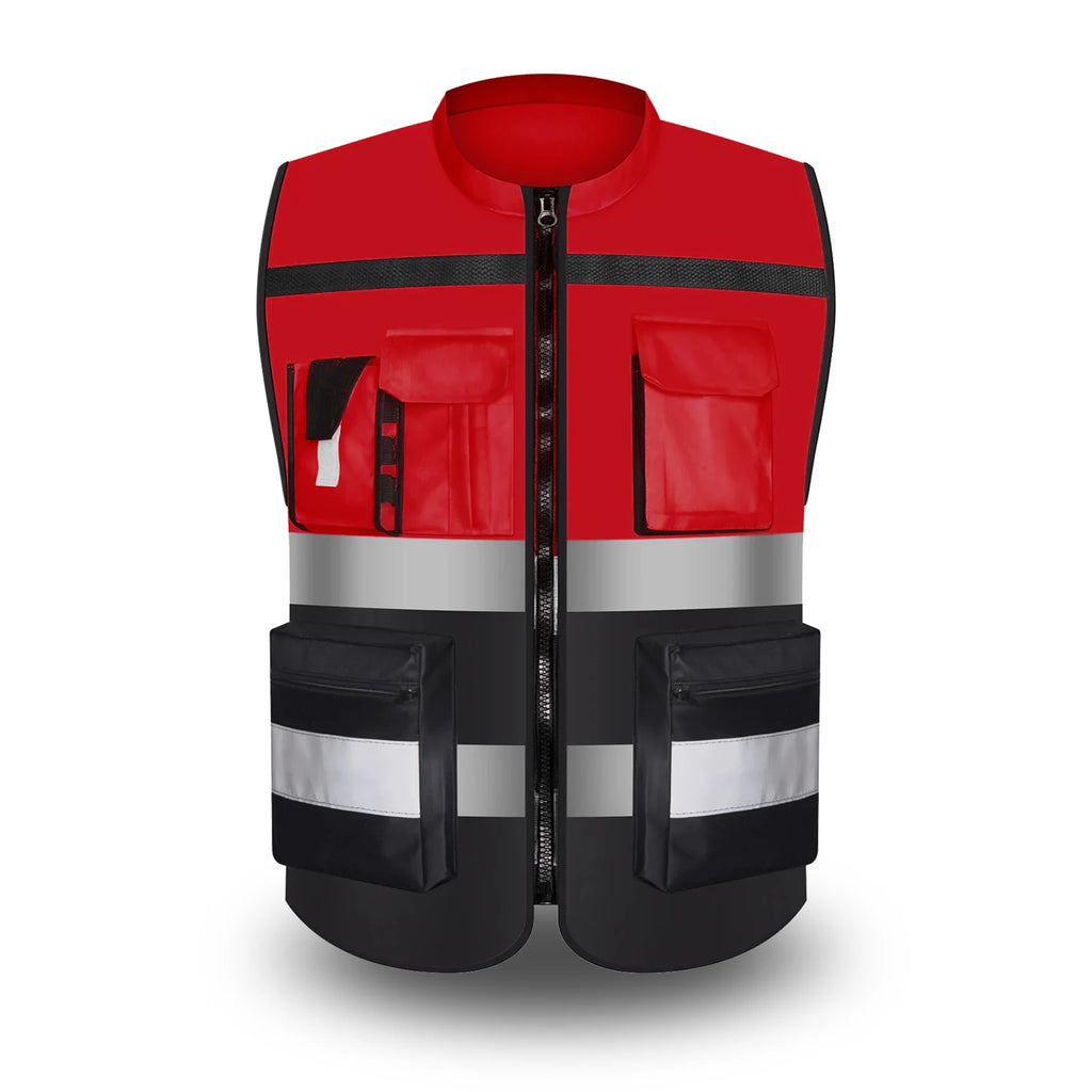 Custom Logo Two-Tone Work Vest with Pockets & Zipper - image 18