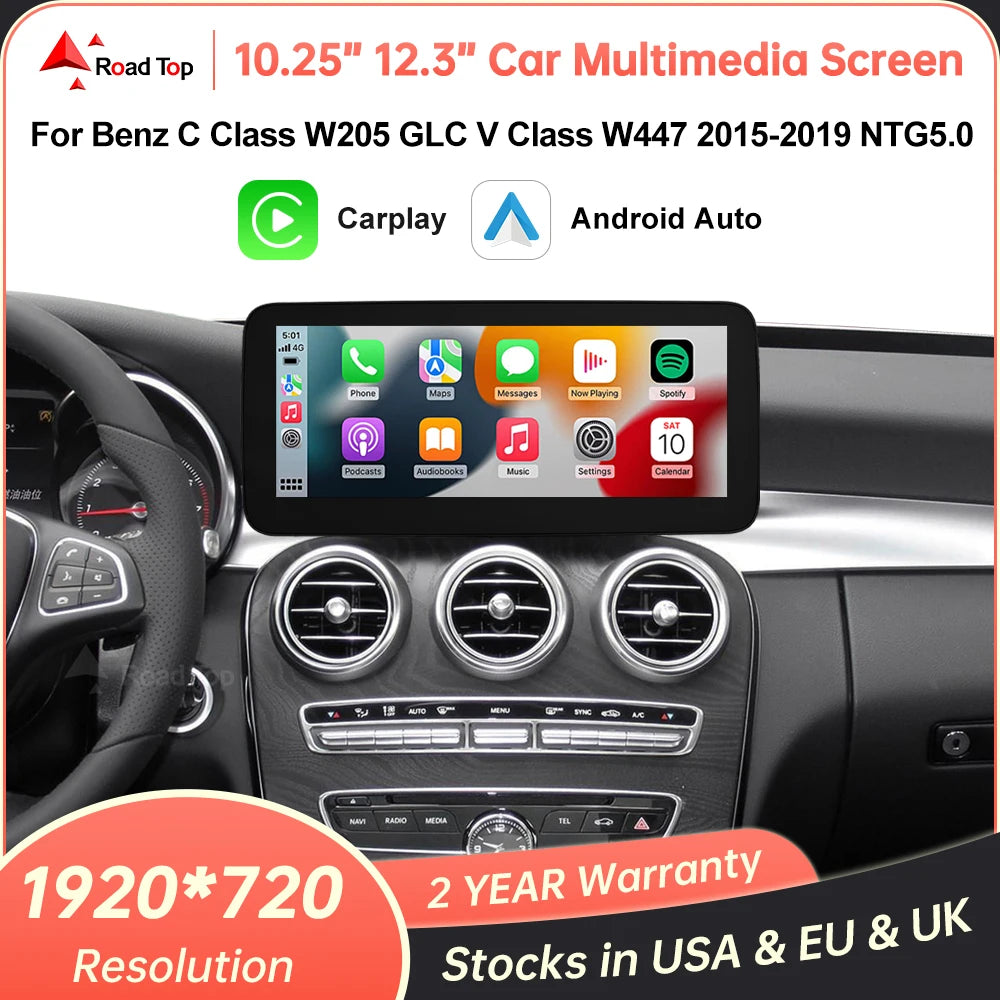 Wireless CarPlay & Android Auto Multimedia Screen for Mercedes 2015-2018