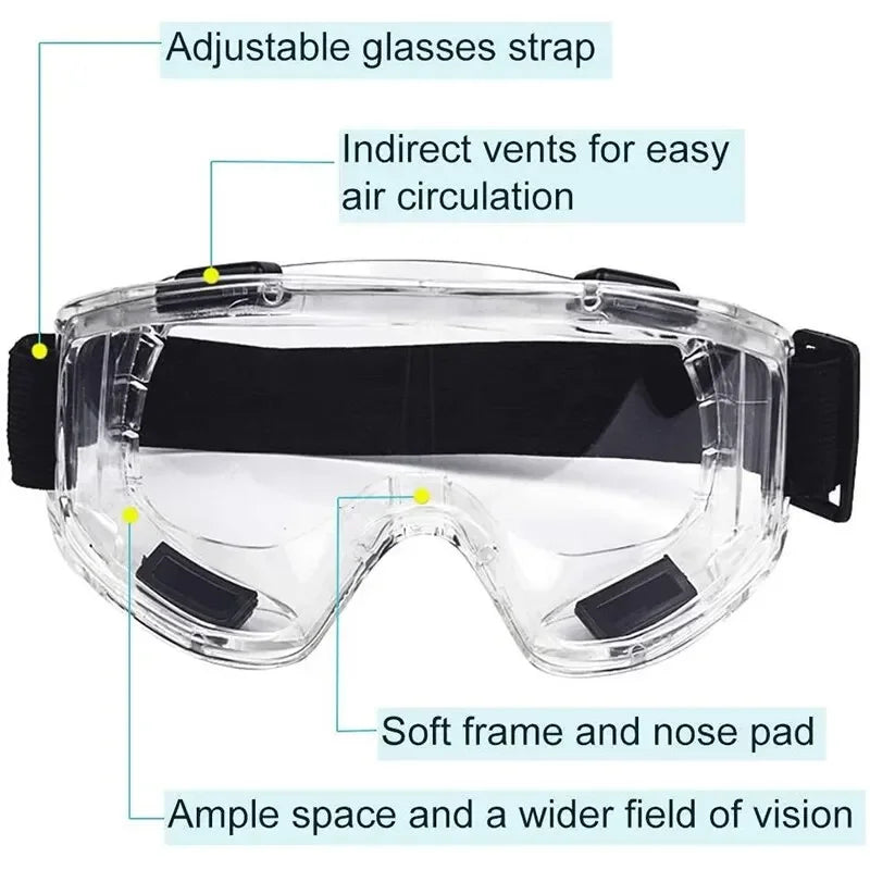 Safety Goggles Anti Splash Dust Proof Clear Lens Eye Protection for Industrial Lab Work Research Safety Glasses