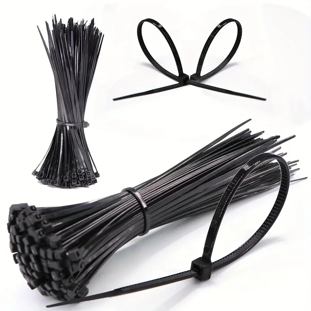 400Pcs Multi-Size Cable Ties Set, Heavy Duty Nylon Zip Ties, Black & White Self-Locking Wire Ties for Home Office Cable