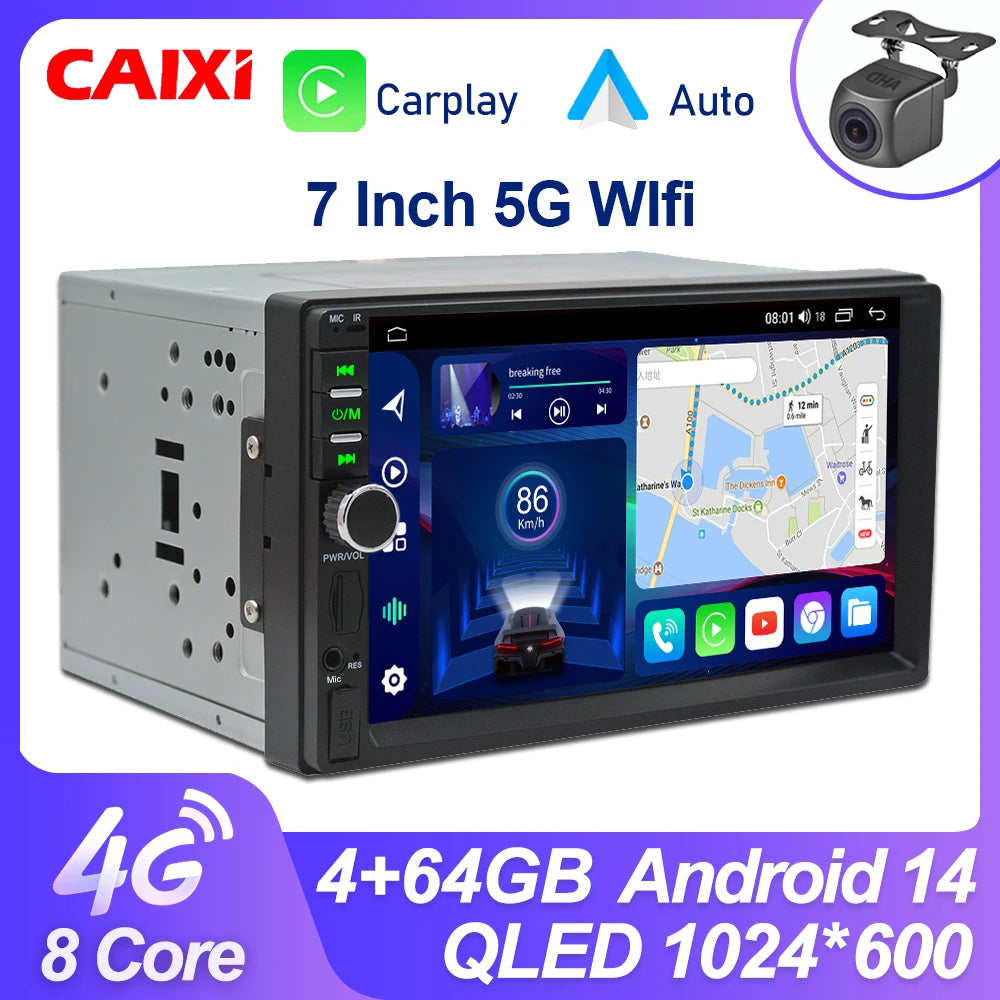 2Din Android Car Stereo with GPS, CarPlay & Bluetooth