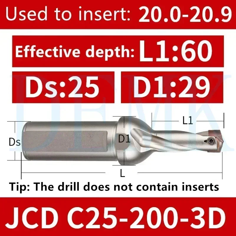 Indexable U Drill with Internal Cooling, 3D-10D, 10-25mm Diameter