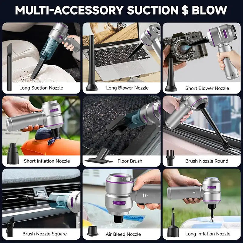 Cordless Car Vacuum Handheld & Blower Powerful Suction for Car Cleaning, Dust & Debris with Brushless Motor, Home & Car Dual Use
